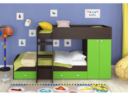Двухъярусная кровать с ящиками Golden Kids-2, спальные места 200х90 см